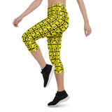 Capri Leggings "2023-0271 Black (Yellow Logo)" - JCBTGlobal