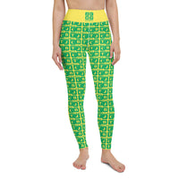 Yoga Leggings "2021-0401 Yellow (Green Logo)" - JCBTGlobal