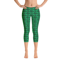 Capri Leggings "2023-0451 Black (Green Logo)" - JCBTGlobal