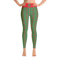 Yoga Leggings "2021-0441 Red (Green Logo)" - JCBTGlobal