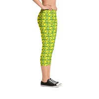 Capri Leggings "2023-0231 Green (Yellow Logo)" - JCBTGlobal