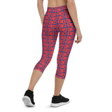 Capri Leggings "2023-0161 Blue (Red Logo)" - JCBTGlobal