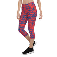 Capri Leggings "2023-0161 Blue (Red Logo)" - JCBTGlobal