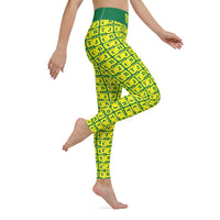 Yoga Leggings "2021-0231 Green (Yellow Logo)" - JCBTGlobal