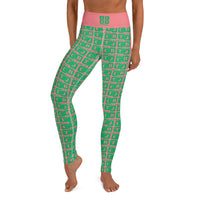 Yoga Leggings "2021-0391 Pink (Green Logo)" - JCBTGlobal