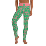 Yoga Leggings "2021-0391 Pink (Green Logo)" - JCBTGlobal