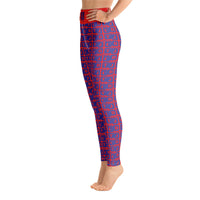 Yoga Leggings "2021-0351 Red (Blue Logo)" - JCBTGlobal