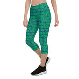 Capri Leggings "2023-0431 Blue (Green Logo)" - JCBTGlobal