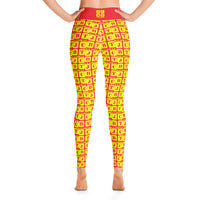 Yoga Leggings "2021-0261 Red (Yellow Logo)" - JCBTGlobal