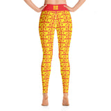 Yoga Leggings "2021-0261 Red (Yellow Logo)" - JCBTGlobal