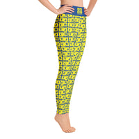 Yoga Leggings "2021-0251 Blue (Yellow Logo)" - JCBTGlobal