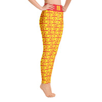 Yoga Leggings "2021-0261 Red (Yellow Logo)" - JCBTGlobal