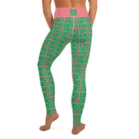 Yoga Leggings "2021-0391 Pink (Green Logo)" - JCBTGlobal