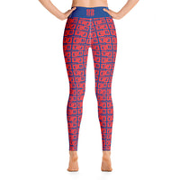 Yoga Leggings "2021-0161 Blue (Red Logo)" - JCBTGlobal