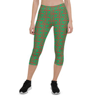 Capri Leggings "2023-0441 Red (Green Logo)" - JCBTGlobal