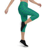 Capri Leggings "2023-0431 Blue (Green Logo)" - JCBTGlobal