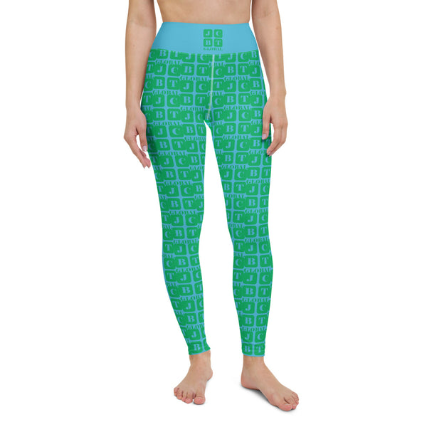 Yoga Leggings "2021-0421 Baby Blue (Green Logo)" - JCBTGlobal