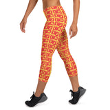 Capri Leggings "2023-0121 Yellow (Red Logo)" - JCBTGlobal