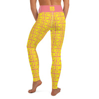 Yoga Leggings "2021-0211 Pink (Yellow Logo)" - JCBTGlobal