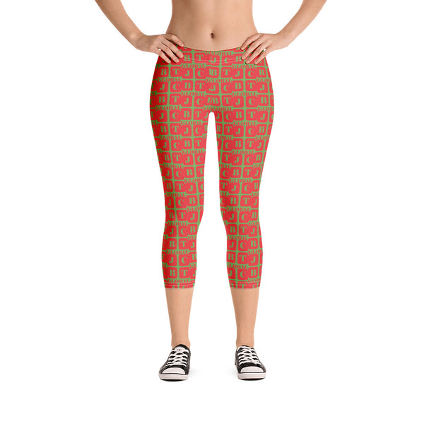 Capri Leggings "2023-0141 Green (Red Logo)" - JCBTGlobal