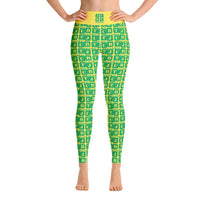 Yoga Leggings "2021-0401 Yellow (Green Logo)" - JCBTGlobal