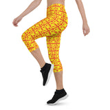 Capri Leggings "2023-0261 Red (Yellow Logo)" - JCBTGlobal