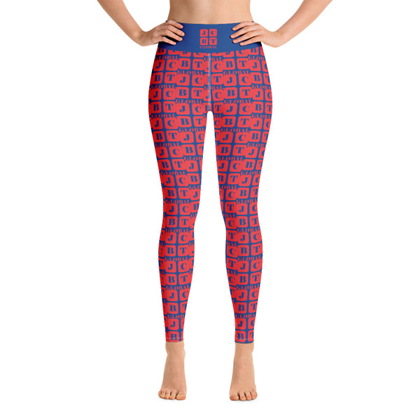 Yoga Leggings "2021-0161 Blue (Red Logo)" - JCBTGlobal