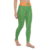 Yoga Leggings "2021-0411 Orange (Green Logo)" - JCBTGlobal