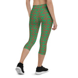 Capri Leggings "2023-0441 Red (Green Logo)" - JCBTGlobal