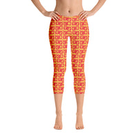 Capri Leggings "2023-0121 Yellow (Red Logo)" - JCBTGlobal