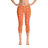 Capri Leggings "2023-0121 Yellow (Red Logo)" - JCBTGlobal