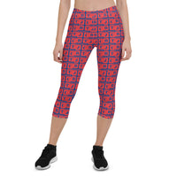 Capri Leggings "2023-0161 Blue (Red Logo)" - JCBTGlobal