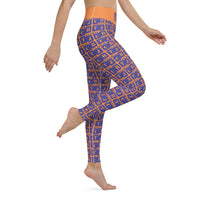 Yoga Leggings "2021-0321 Orange (Blue Logo)" - JCBTGlobal