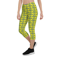 Capri Leggings "2023-0251 Blue (Yellow Logo)" - JCBTGlobal