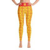 Yoga Leggings "2021-0261 Red (Yellow Logo)" - JCBTGlobal