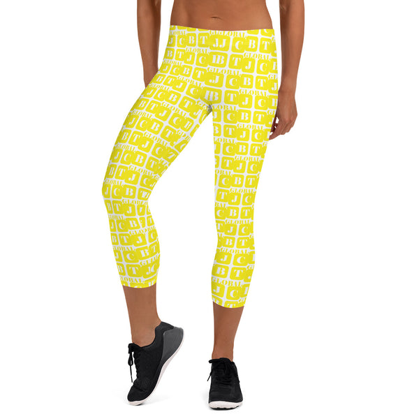 Capri Leggings "2023-0191 White (Yellow Logo)" - JCBTGlobal