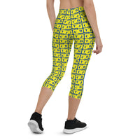 Capri Leggings "2023-0251 Blue (Yellow Logo)" - JCBTGlobal