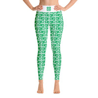 Yoga Leggings "2021-0371 White (Green Logo)" - JCBTGlobal