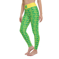 Yoga Leggings "2021-0401 Yellow (Green Logo)" - JCBTGlobal