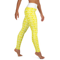 Yoga Leggings "2021-0191 White (Yellow Logo)" - JCBTGlobal