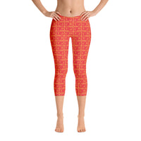 Capri Leggings "2023-0131 Orange (Red Logo)" - JCBTGlobal