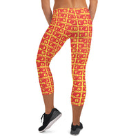 Capri Leggings "2023-0121 Yellow (Red Logo)" - JCBTGlobal