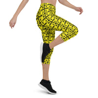 Capri Leggings "2023-0271 Black (Yellow Logo)" - JCBTGlobal