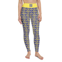 Yoga Leggings "2021-0311 Yellow (Blue Logo)" - JCBTGlobal