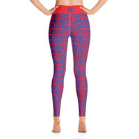 Yoga Leggings "2021-0351 Red (Blue Logo)" - JCBTGlobal