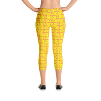 Capri Leggings "2023-0221 Orange (Yellow Logo)" - JCBTGlobal