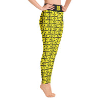 Yoga Leggings "2021-0271 Black (Yellow Logo)" - JCBTGlobal