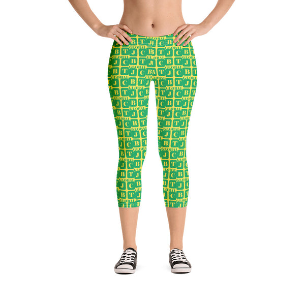 Capri Leggings "2023-0401 Yellow (Green Logo)" - JCBTGlobal