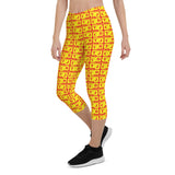 Capri Leggings "2023-0261 Red (Yellow Logo)" - JCBTGlobal