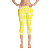 Capri Leggings "2023-0191 White (Yellow Logo)" - JCBTGlobal